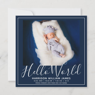 Invitación del bebé de la foto del mundo Hello