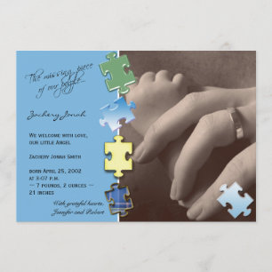 Invitación del bebé de la foto del rompecabezas az