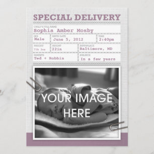 Invitación del bebé de la partida de nacimiento