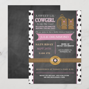 Invitación del bebé de la pizarra de la vaquera en