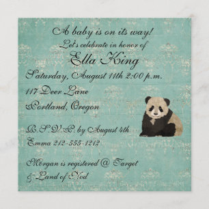 Invitación del bebé de los osos de panda