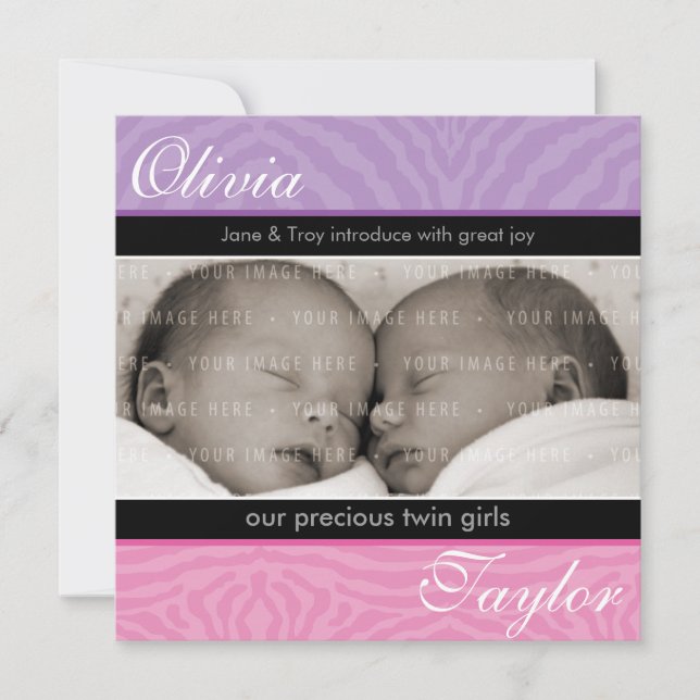 Invitación DEL BEBÉ DE TWINS: (Anverso)