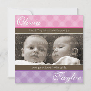 Invitación DEL BEBÉ DE TWINS: armonía 4SQ