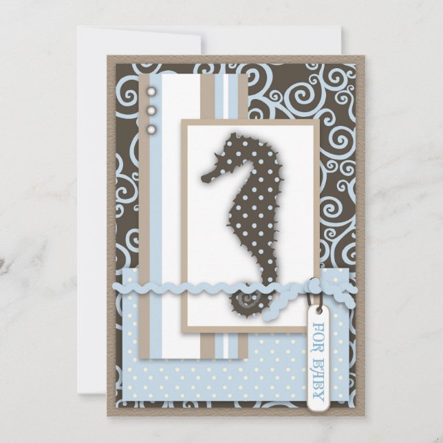 Invitación del bebé del Seahorse (Anverso)
