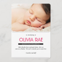 Invitación del bebé en negro, blanco y rosa