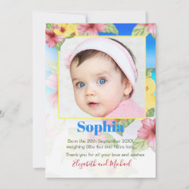Invitación del bebé Foto Playa Floral Tropical