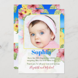 Invitación del bebé Foto Playa Floral Tropical