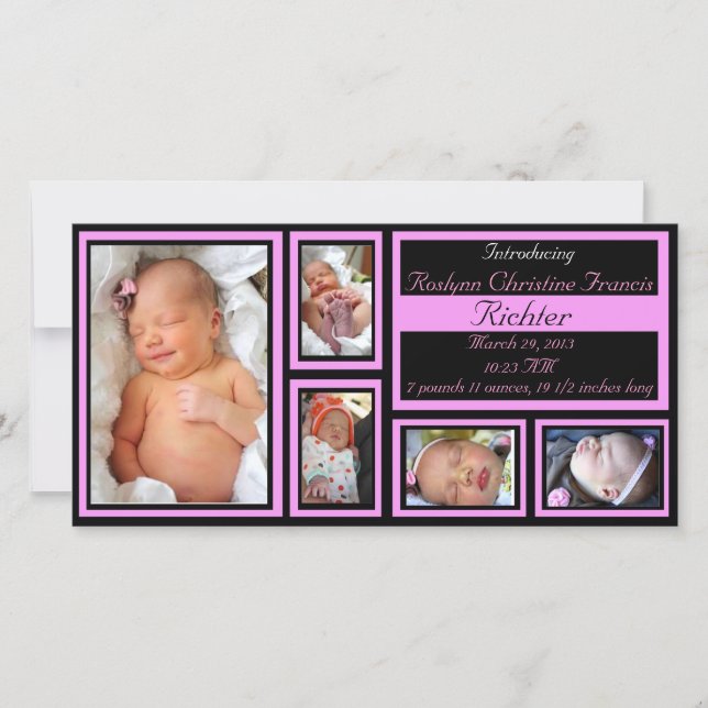 Invitación del bebé - Rosa (Anverso)