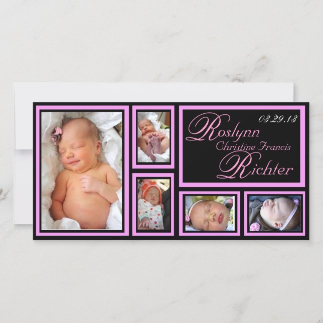 Invitación del bebé - Rosa (Anverso)