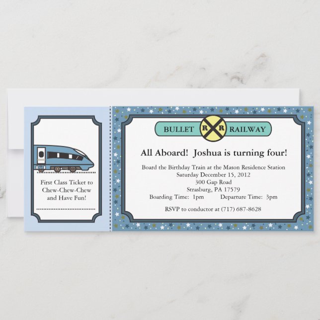 Invitación del billete de tren de la bala (Anverso)