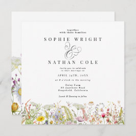 Invitación del Boda Beige Boho de verano con flore