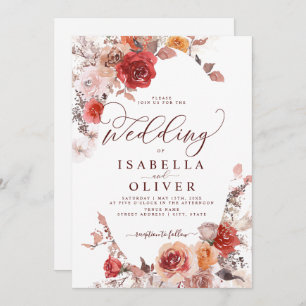 Invitación del Boda BohoTerracotta, Naranja quemad