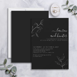 Invitación del Boda botánico de escritura blanca m