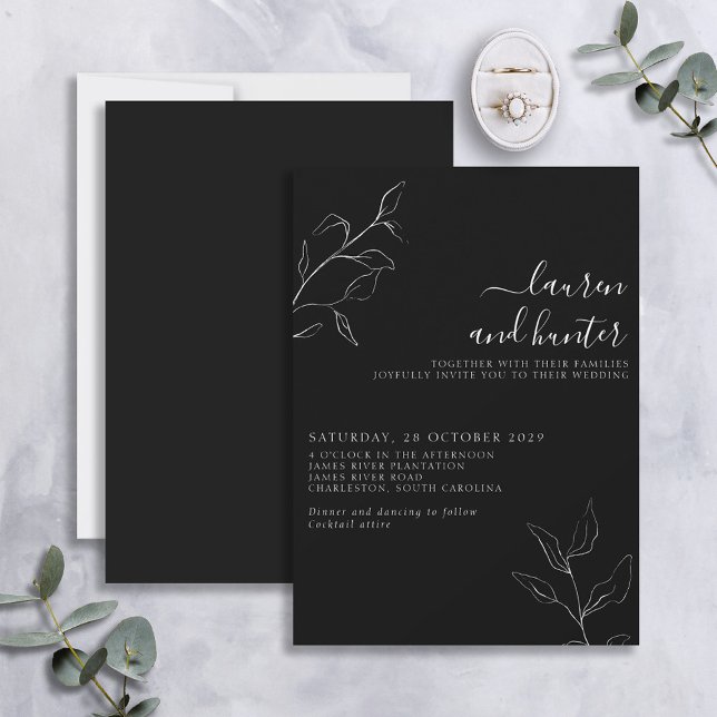 Invitación del Boda botánico de escritura blanca m (Subido por el creador)