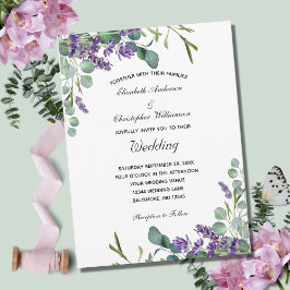 Invitación del Boda Botánico Floral Lavender Eucal