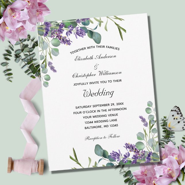 Invitación del Boda Botánico Floral Lavender Eucal (Subido por el creador)