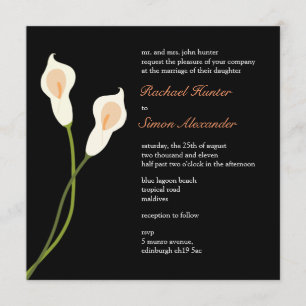 Invitación del Boda Calla Lilies Blanco- negro