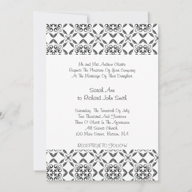 Invitación del Boda de desplazamiento del patrón n (Anverso)