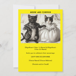 Invitación Del Boda De Gatos Amarillos Meow Y Fure