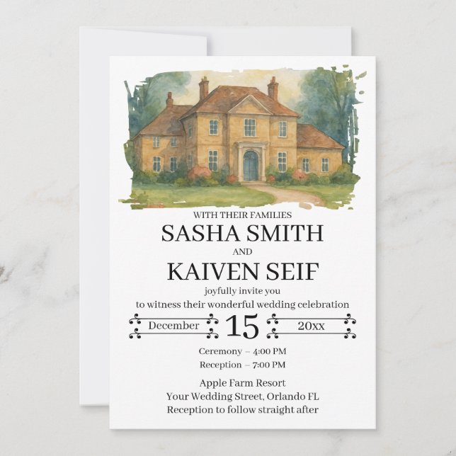 Invitación del Boda de Ilustracion de la  de la ma (Anverso)