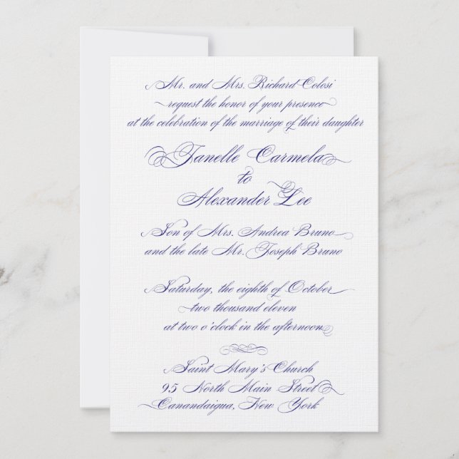 Invitación del boda de Janelle (Anverso)