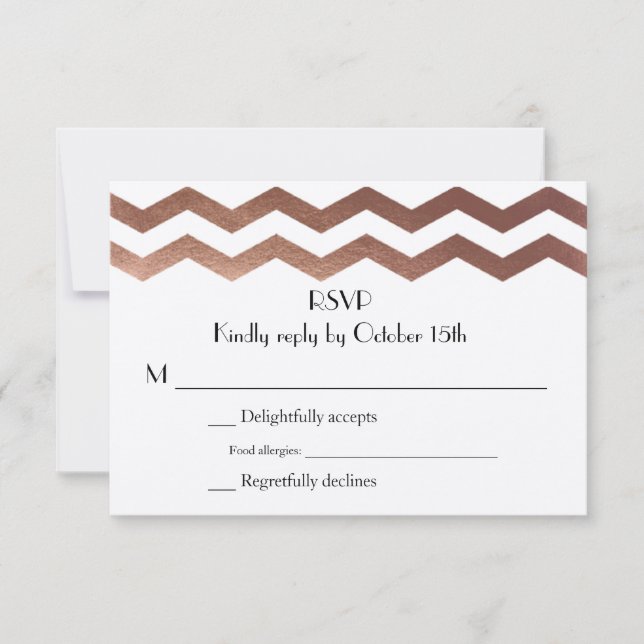 Invitación del Boda de la Chevron de oro Rosa bili (Anverso)