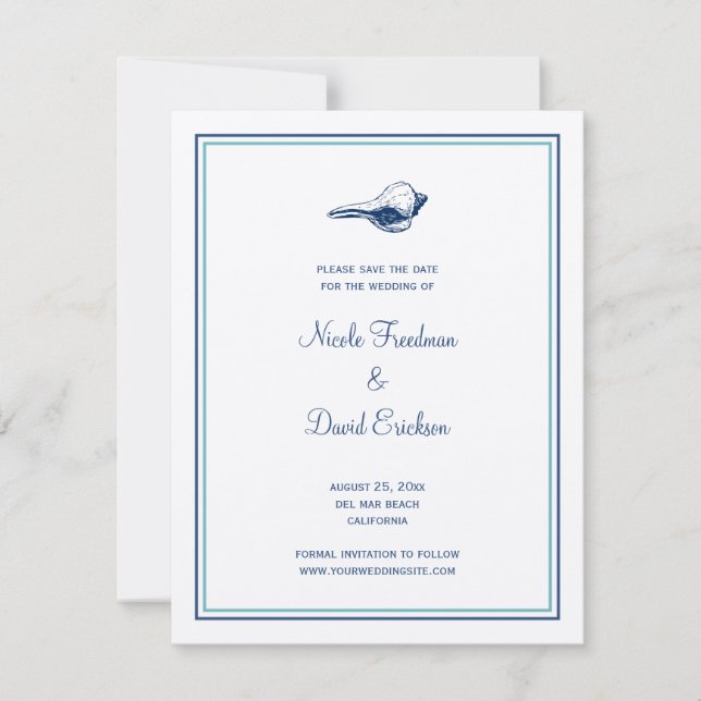 Invitación del boda de la concha azul salve la fec (Anverso)