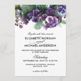 Invitación del boda de la flor de la viola