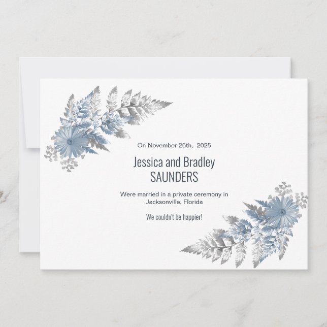 Invitación del Boda de la hoja de hierro azul turq (Anverso)