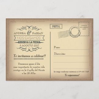 Invitación del boda de la postal con la foto en