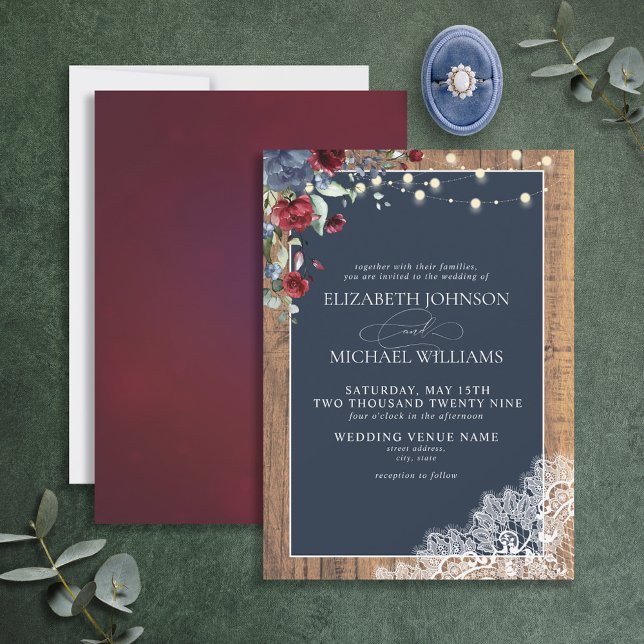 Invitación del Boda de Lace con guión de madera de (Subido por el creador)