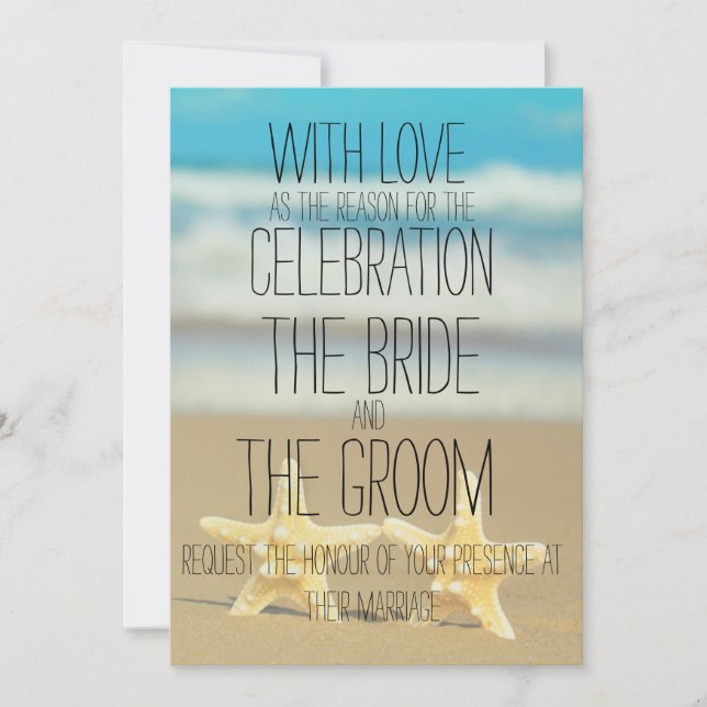 invitación del boda de las estrellas de mar de la (Anverso)