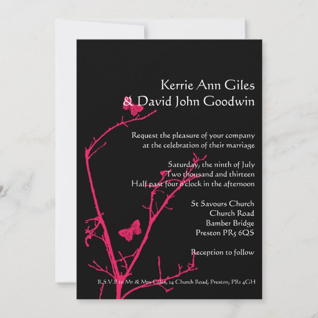 Invitación del boda de las rosas fuertes y del (Anverso)