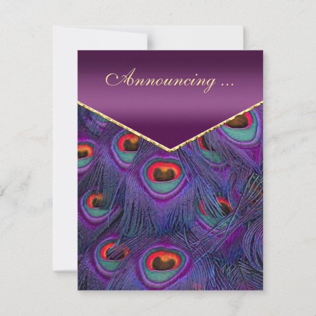Invitación del Boda de Peacock púrpura de Plum (Anverso)