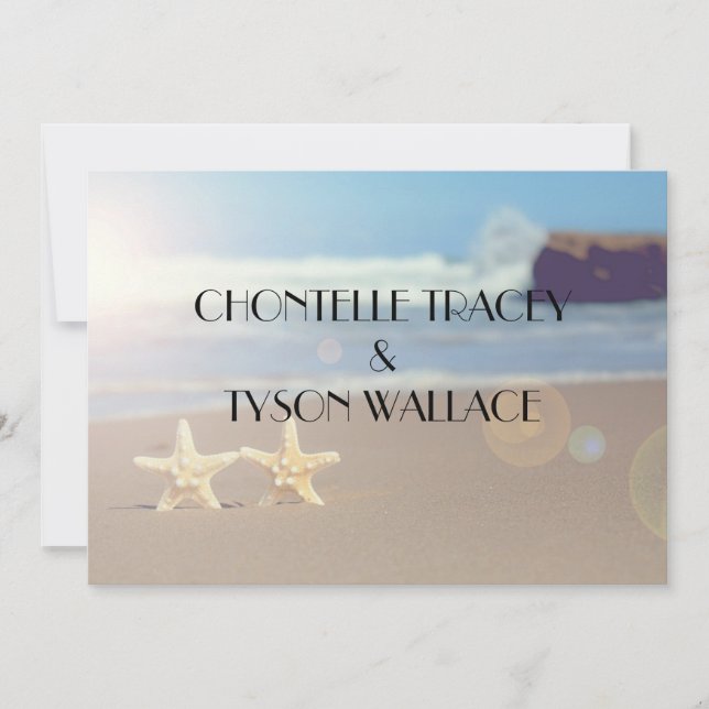 invitación del boda de playa de las estrellas de (Anverso)