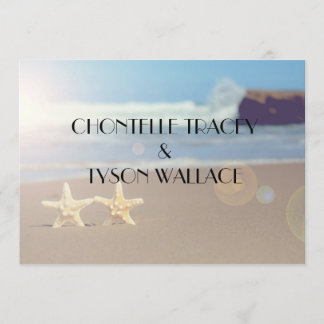 invitación del boda de playa de las estrellas de