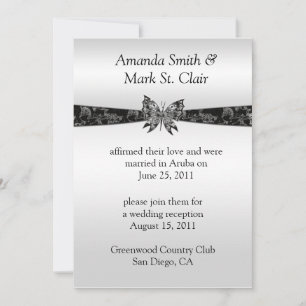 Invitación del Boda de postales para mariposa negr