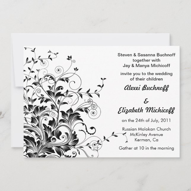 Invitación del boda del Flourish (Anverso)