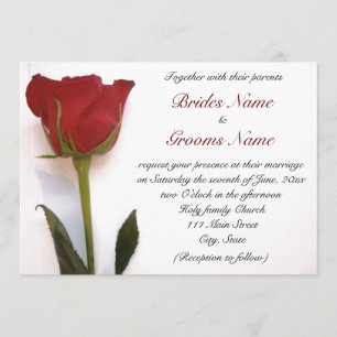 Invitación del boda del rosa rojo