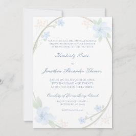 Invitación del Boda Floral Azul