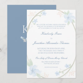 Invitación del Boda Floral Azul