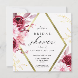 Invitación del Boda floral del marco dorado de Rom