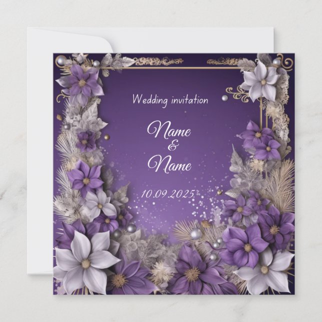 Invitación del Boda floral púrpura nikkah (Anverso)