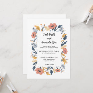 Invitación del Boda floral rústico de flores silve