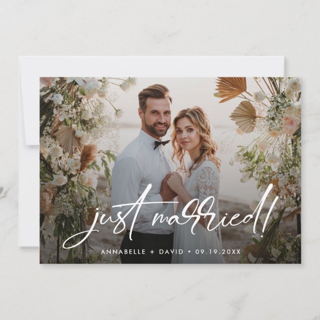Invitación del Boda fotográfico elegante recién ca (Anverso)