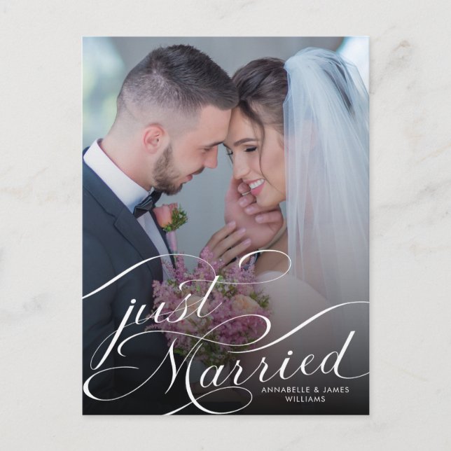 Invitación del Boda fotográfico elegante recién ca (Anverso)