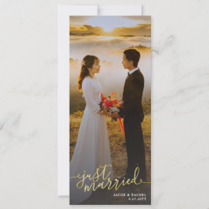 Invitación del Boda fotográfico tipo oro casado