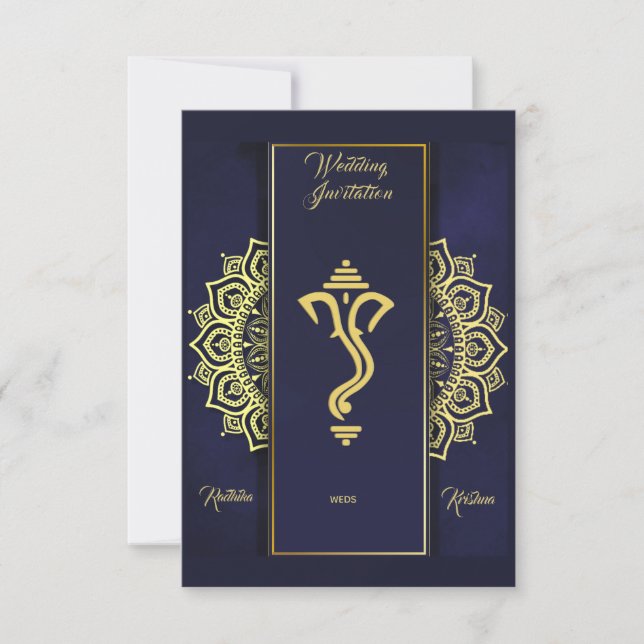 Invitación del boda hindú indio Ganesha (Anverso)