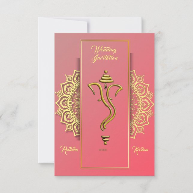 Invitación del boda hindú indio Ganesha (Anverso)