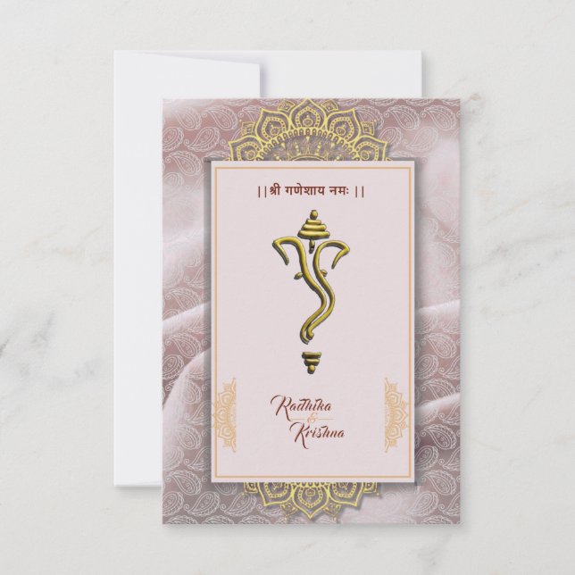 Invitación del boda hindú indio Ganesha (Anverso)